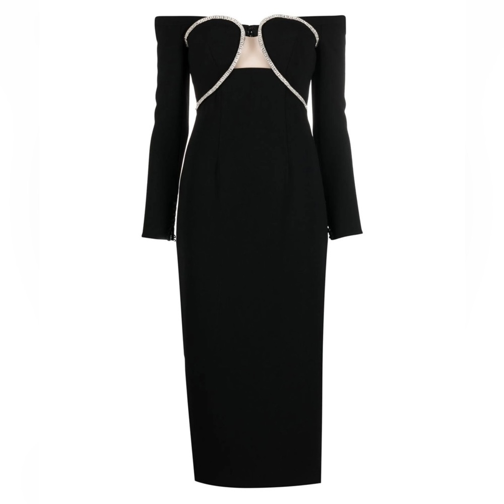 Self-Portrait-black- NWT- UK 6 US 2. crystal-embellished ๐คmidi dress๐ค